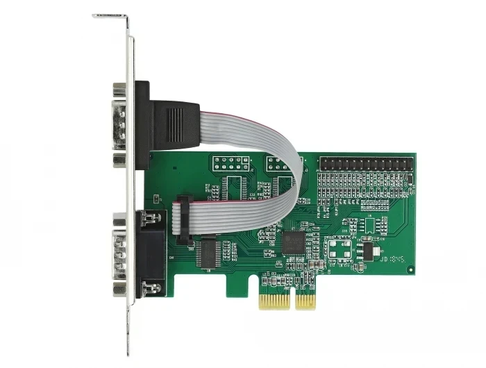 כרטיס PCIe x1 Serial RS-232 Low profile עם 2 יציאות DB9 + יציאת Parallel צ'יפ ASIX שחור DELOCK | 89556