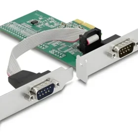 כרטיס PCIe x1 Serial RS-232 Low profile עם 2 יציאות DB9 צ'יפ ASIX שחור DELOCK | 89555