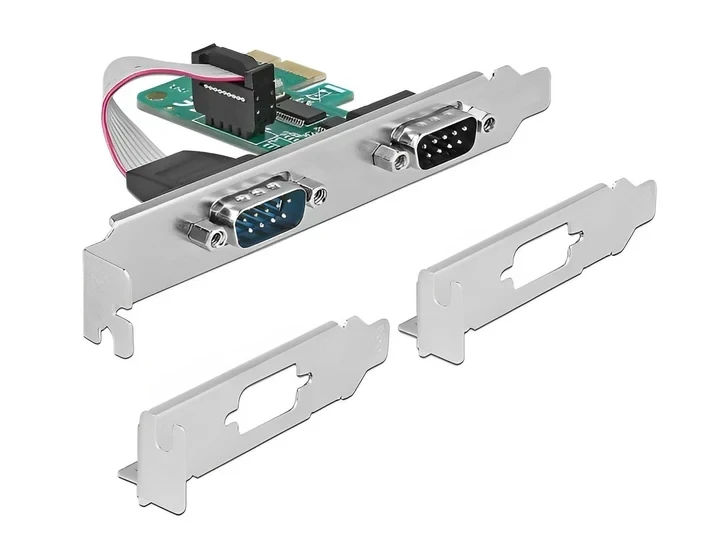 כרטיס PCIe x1 Serial RS-232 Low profile עם 2 יציאות DB9 צ'יפ WCH CH382L שחור DELOCK | 89918