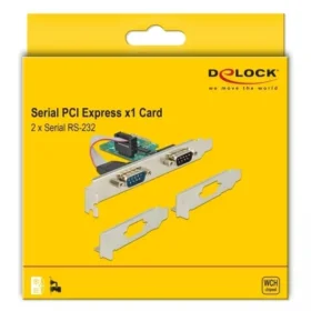כרטיס PCIe x1 Serial RS-232 Low profile עם 2 יציאות DB9 צ'יפ WCH CH382L שחור DELOCK | 89918