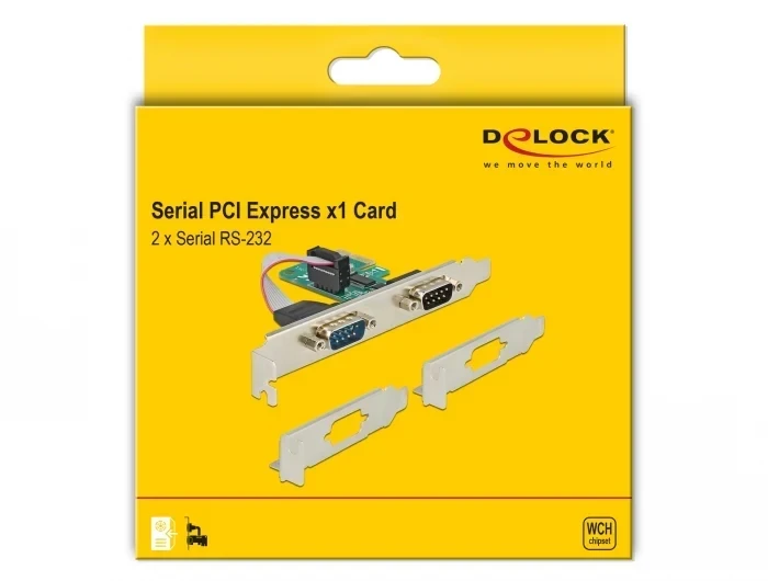 כרטיס PCIe x1 Serial RS-232 Low profile עם 2 יציאות DB9 צ'יפ WCH CH382L שחור DELOCK | 89918