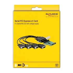 כרטיס PCIe x1 Serial RS-232 Low profile עם 4 יציאות DB9 Voltage supply צ'יפ DELOCK | 89938