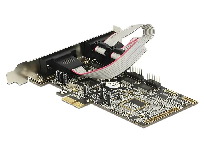 כרטיס PCIe x1 Serial RS-232 Low profile עם 4 יציאות DB9 צ'יפ Moschip MCS9904 שחור DELOCK | 89178
