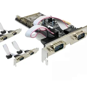 כרטיס PCIe x1 Serial RS-232 Low profile עם 6 יציאות DB9 Moschip צ'יפ DELOCK | 89938