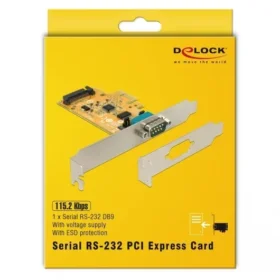 כרטיס PCIe x1 Serial RS-232 Low profile עם יציאת DB9 Voltage supply צ'יפ SUN שחור DELOCK | 90293