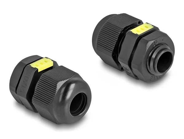 מגן כבלים M12 עם אוורור מוגן IP68 סט 2 יח' DELOCK | 60614