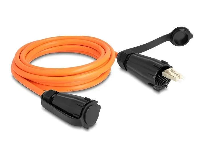 מגשר אופטי מולטי מוד LC Duplex OM2 ז/ז מוגן IP68 להתקנה בקדח עגול אורך 3 מטר DELOCK | 87888