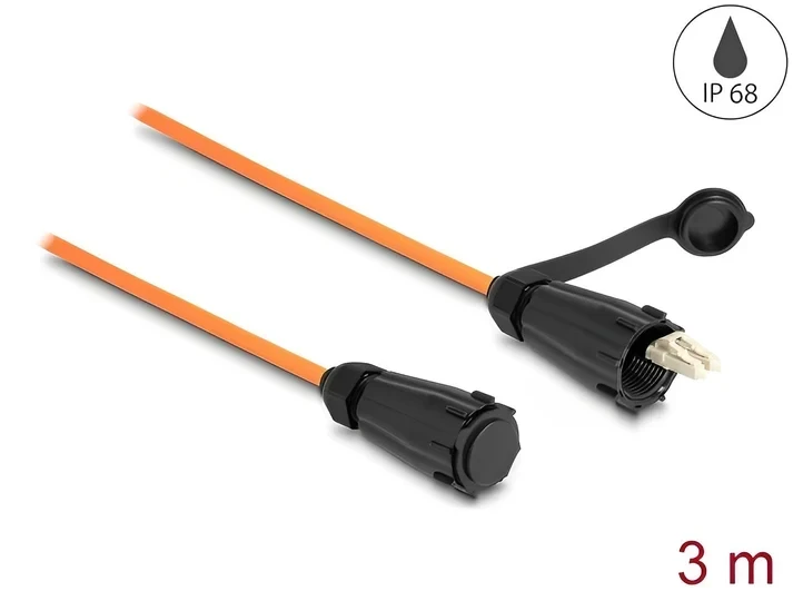מגשר אופטי מולטי מוד LC Duplex OM2 ז/ז מוגן IP68 להתקנה בקדח עגול אורך 3 מטר DELOCK | 87888