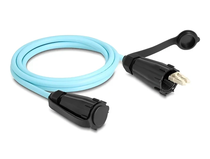 מגשר אופטי מולטי מוד LC Duplex OM3 ז/ז מוגן IP68 להתקנה בקדח עגול אורך 2 מטר DELOCK | 87889
