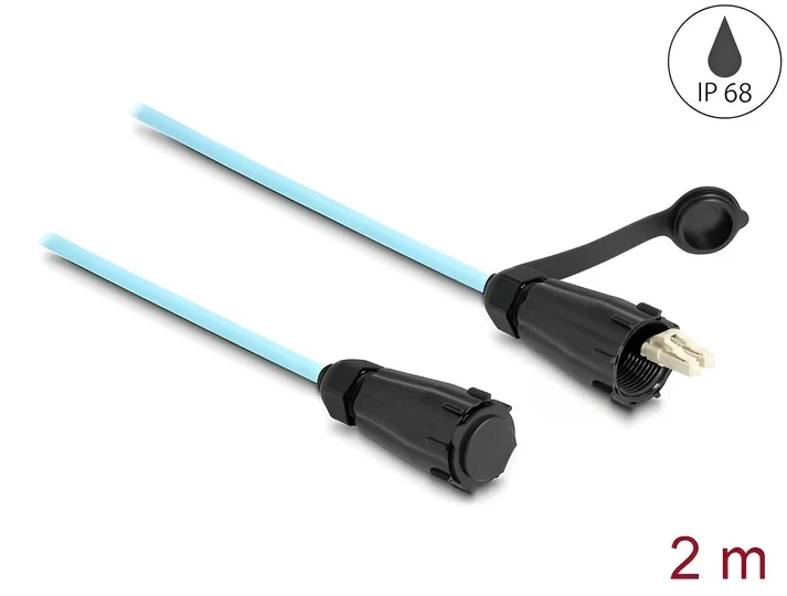 מגשר אופטי מולטי מוד LC Duplex OM3 ז/ז מוגן IP68 להתקנה בקדח עגול אורך 2 מטר DELOCK | 87889