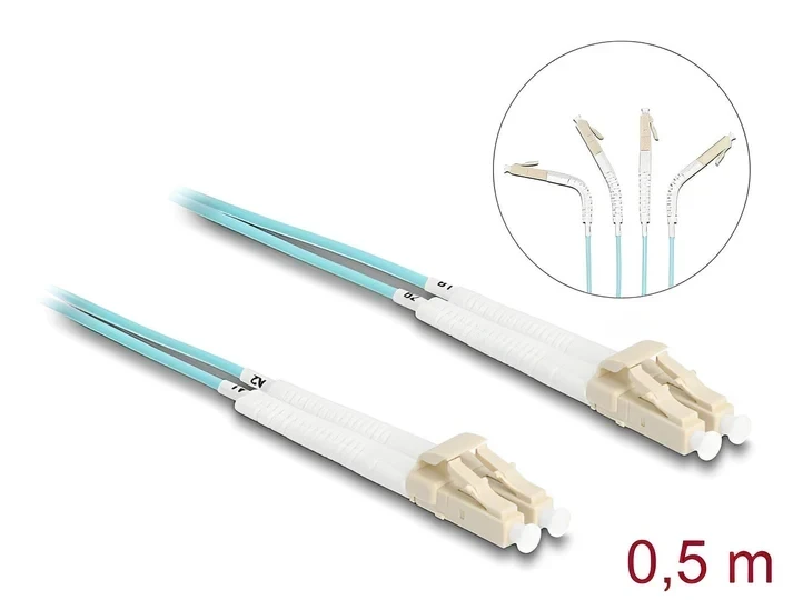 מגשר אופטי מולטי מוד LC Duplex OM3 ז/ז עם מחברים זוויתיים DELOCK | 88078