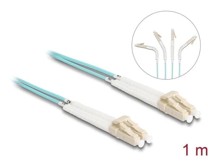 מגשר אופטי מולטי מוד LC Duplex OM3 ז/ז עם מחברים זוויתיים DELOCK | 88079