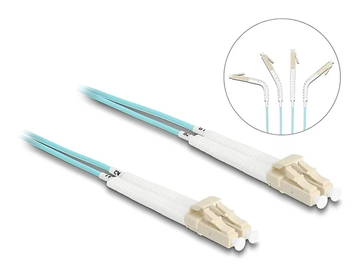 מגשר אופטי מולטי מוד LC Duplex OM3 ז/ז עם מחברים זוויתיים DELOCK | 88079