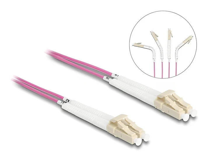 מגשר אופטי מולטי מוד LC Duplex OM4 זז עם מחברים זוויתיים DELOCK 88089