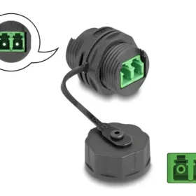 מופה אופטי סינגל מוד LC Duplex נ/נ עם מכסה IP68 להתקנה בקדח עגול 20 מ"מ DELOCK | 88033