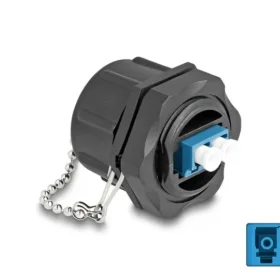 מופה אופטי סינגל מוד LC Duplex נ/נ עם מכסה IP68 להתקנה בקדח עגול 25.2 מ"מ DELOCK | 87886