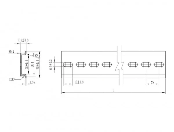 מסילה DIN 35x7.5 mm לארון תקשורת "19 אלומיניום DELOCK | 66171