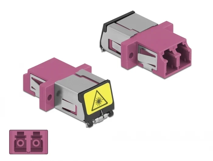 מתאם אופטי לפאנל LC Duplex OM4 מולטי מוד עם מכסה להגנה בלייזר נ/נ DELOCK | 86901