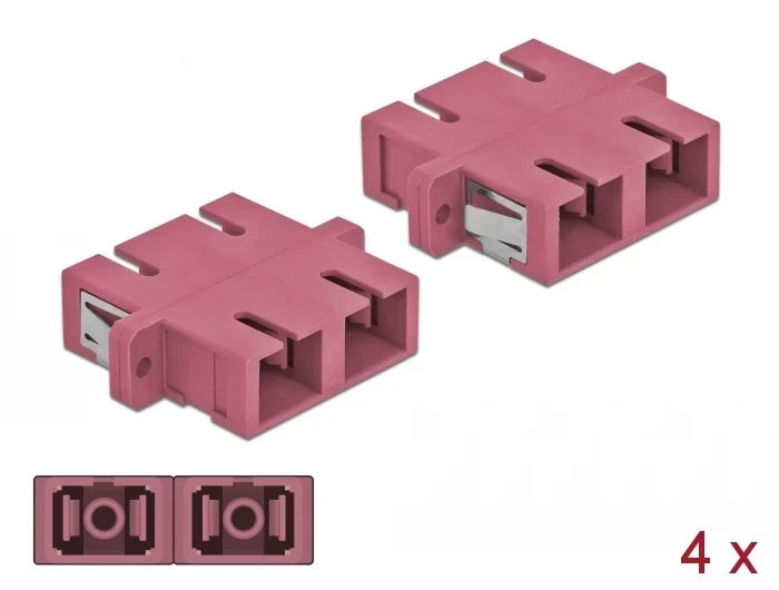 מתאם אופטי לפאנל SC Duplex OM4 מולטי מוד נ/נ סט 4 יח' DELOCK | 85998