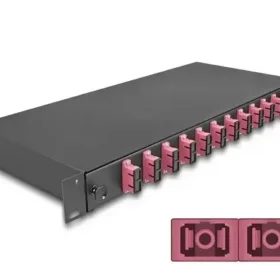 פאנל אופטי נשלף ''19 לארון תקשורת עם 12 שקעים LC Duplex OS2 להרכבה DELOCK | 67008