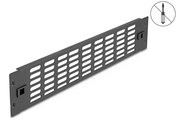 פאנל עיור עם חריצי אוורור 2U / 19'' Tool free לארון תקשורת DELOCK | 66987
