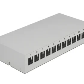 פאץ' פאנל 12 פורט ללא שקעים DIN rail mounting בצבע אפור DELOCK | 43414