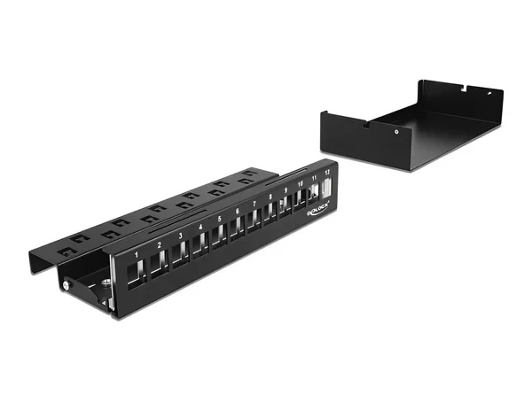 פאץ' פאנל 12 פורט ללא שקעים DIN rail mounting בצבע אפור DELOCK | 43414