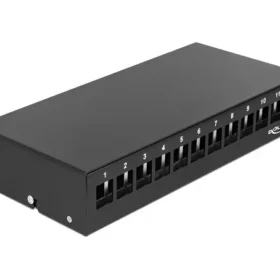 פאץ' פאנל 12 פורט ללא שקעים DIN rail mounting בצבע שחור DELOCK | 43415