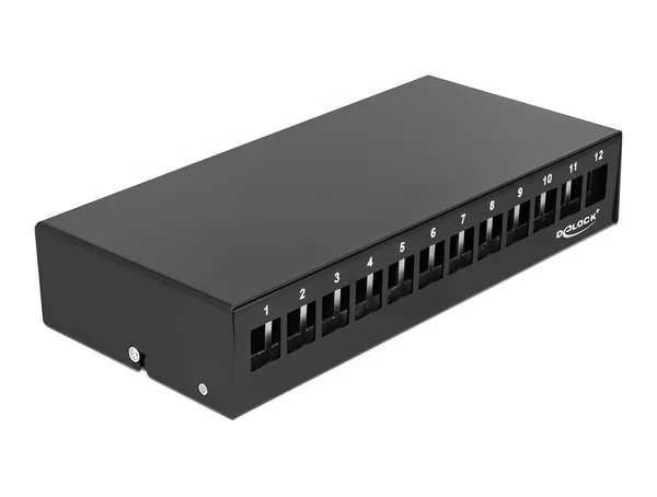 פאץ' פאנל 12 פורט ללא שקעים DIN rail mounting בצבע שחור DELOCK | 43415