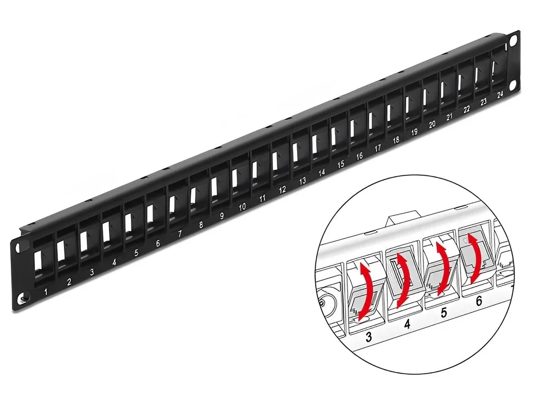פאץ' פאנל ''19 / 1U לארון תקשורת 24 פורט rotatable להרכבה DELOCK | 43340