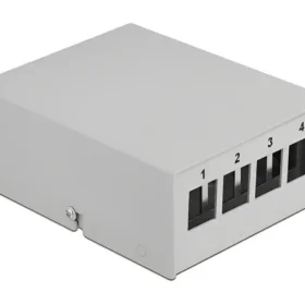 פאץ' פאנל 4 פורט ללא שקעים DIN rail mounting בצבע אפור DELOCK | 43407