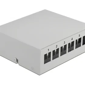 פאץ' פאנל 6 פורט ללא שקעים DIN rail mounting בצבע אפור DELOCK | 43410