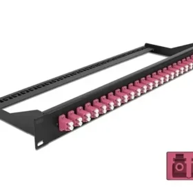 פאץ' פאנל אופטי ''19 לארון תקשורת עם 24 שקעים LC Duplex OM4 להרכבה DELOCK | 43390
