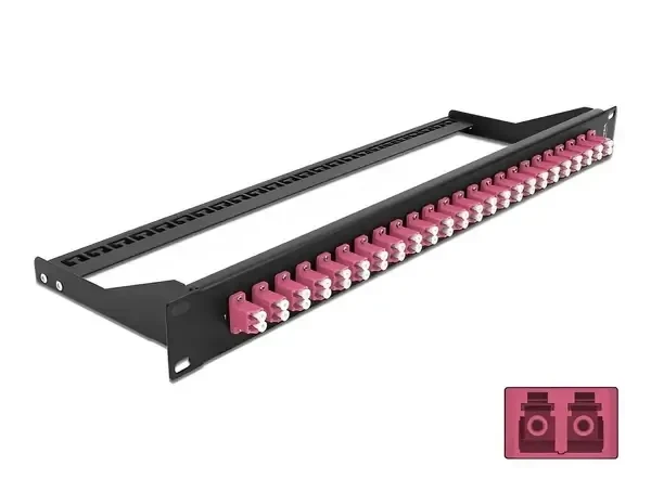 פאץ' פאנל אופטי ''19 לארון תקשורת עם 24 שקעים LC Duplex OM4 להרכבה DELOCK | 43390