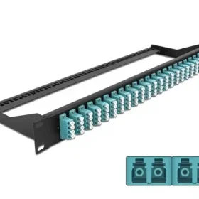 פאץ' פאנל אופטי ''19 לארון תקשורת עם 24 שקעים LC Quad OM3 להרכבה DELOCK | 43401