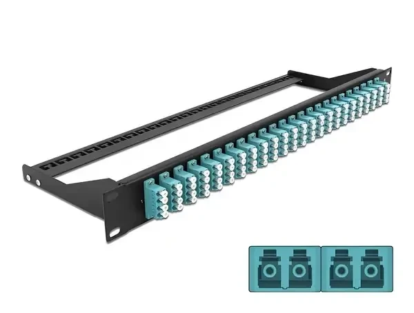 פאץ' פאנל אופטי ''19 לארון תקשורת עם 24 שקעים LC Quad OM3 להרכבה DELOCK | 43401