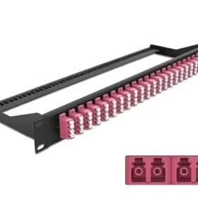 פאץ' פאנל אופטי ''19 לארון תקשורת עם 24 שקעים LC Quad OM4 להרכבה DELOCK | 43403