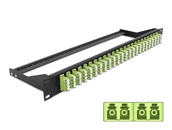 פאץ' פאנל אופטי ''19 לארון תקשורת עם 24 שקעים LC Quad OM5 להרכבה DELOCK | 43404