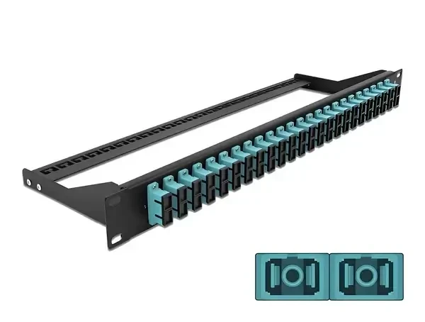 פאץ' פאנל אופטי ''19 לארון תקשורת עם 24 שקעים SC Duplex OM3 להרכבה DELOCK | 43395