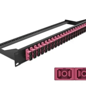 פאץ' פאנל אופטי ''19 לארון תקשורת עם 24 שקעים SC Duplex OM4 להרכבה DELOCK | 43396