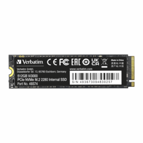 זיכרון SSD פנימי PCIe NVMe M.2 SSD 256GB בצבע שחור Verbatim | 49373 | Vi3000