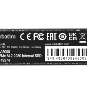 זיכרון SSD פנימי PCIe NVMe M.2 SSD 512GB בצבע שחור Verbatim | 49374 | Vi3000