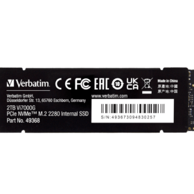 זיכרון SSD פנימי PCIe4 NVMe M.2 SSD 2TB בצבע שחור Verbatim | 49368 | Vi7000G