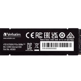 זיכרון SSD פנימי PCIe4 NVMe M.2 SSD 4TB בצבע שחור Verbatim 49369 Vi7000G