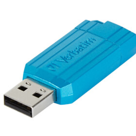 זיכרון נייד USB דיסק-און-קי חיצוני PinStripe USB Drive 64GB בצבע תכלת Verbatim | 49961