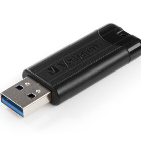 זיכרון נייד USB דיסק-און-קי חיצוני PinStripe USB3.2 Drive 128GB בצבע שחור Verbatim | 49319