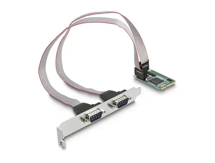 כרטיס MiniPCIe I/O PCIe full size Serial RS-232 עם 2 יציאות DB9 צ'יפ Moschip MCS9901 כסף DELOCK | 95273