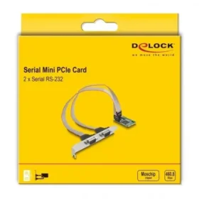 כרטיס MiniPCIe I/O PCIe full size Serial RS-232 עם 2 יציאות DB9 צ'יפ Moschip MCS9901 כסף DELOCK | 95273