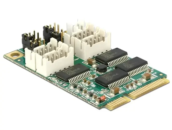 כרטיס MiniPCIe IO PCIe full size Serial RS-232 עם 4 יציאות DB9 with Voltage supply צ'יפ Exar כסף DELOCK 95244