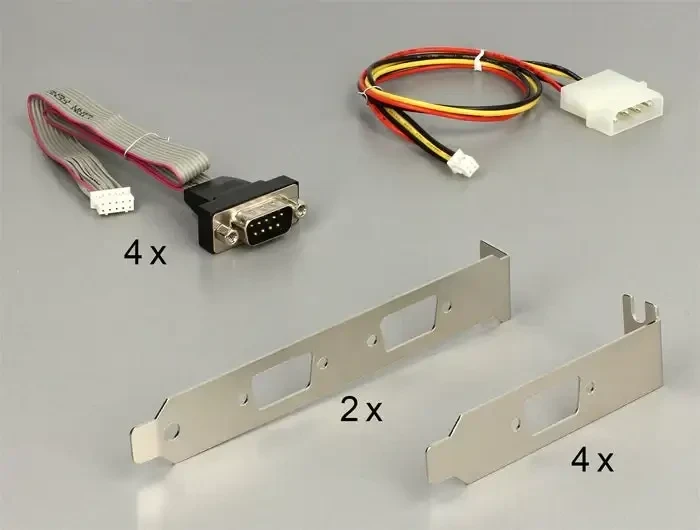 כרטיס MiniPCIe IO PCIe full size Serial RS-232 עם 4 יציאות DB9 with Voltage supply צ'יפ Exar כסף DELOCK 95244
